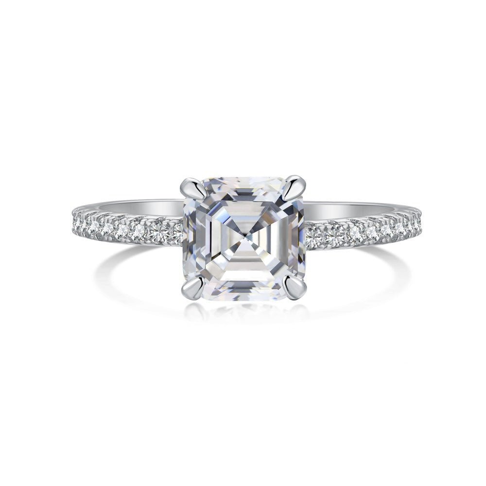 Simple Square 2 Carat Pagoda Cut Zircon Ring - Hastella.J