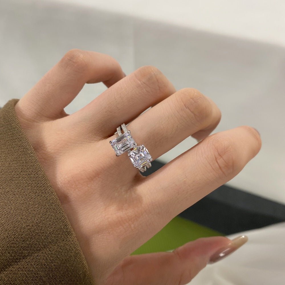 Simple Square 2 Carat Pagoda Cut Zircon Ring - Hastella.J