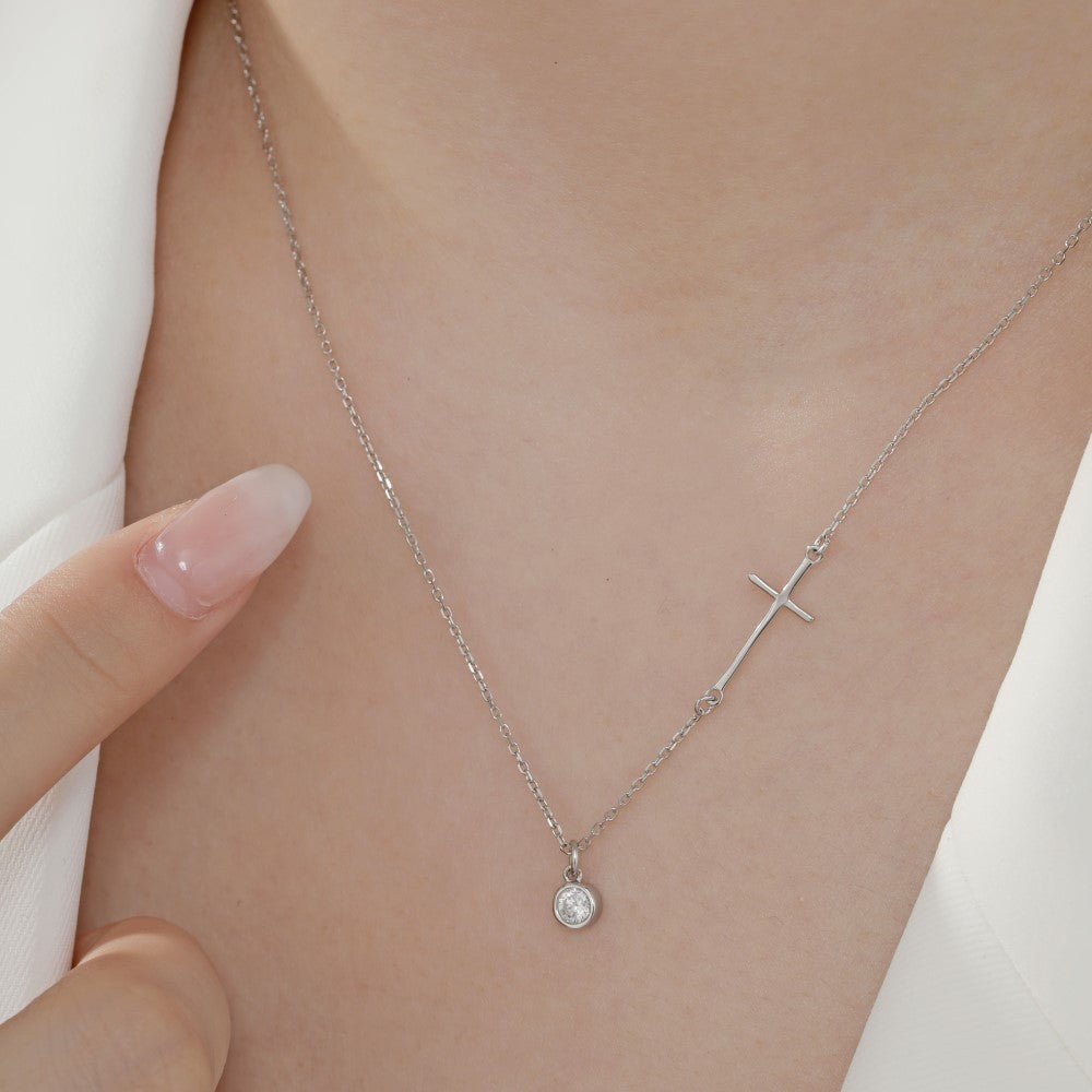 Simple versatility zircon necklace - Hastella.J