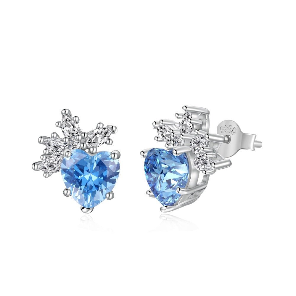 Snowflake shape inlaid with heart-shaped earrings - Hastella.J