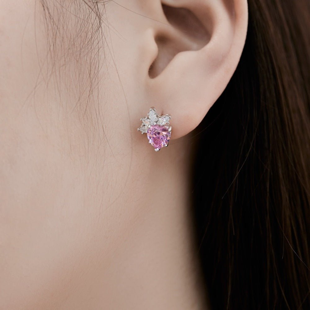 Snowflake shape inlaid with heart-shaped earrings - Hastella.J