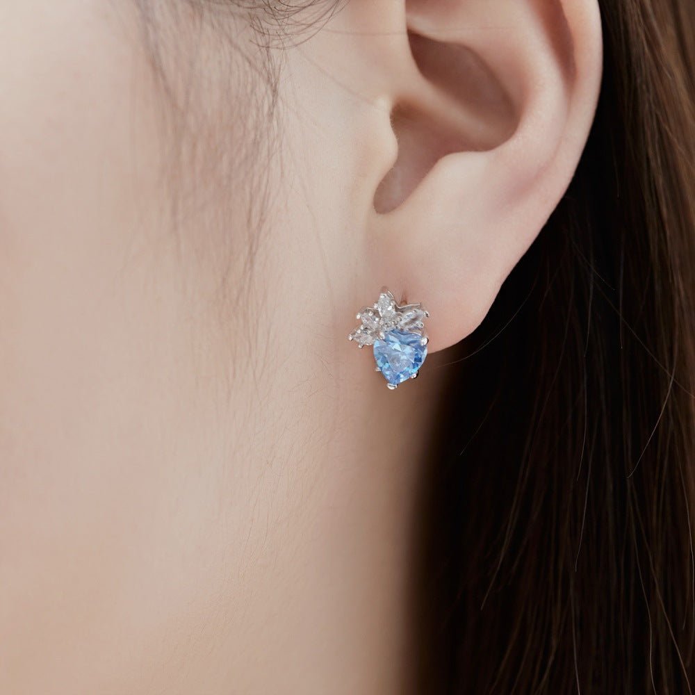 Snowflake shape inlaid with heart-shaped earrings - Hastella.J