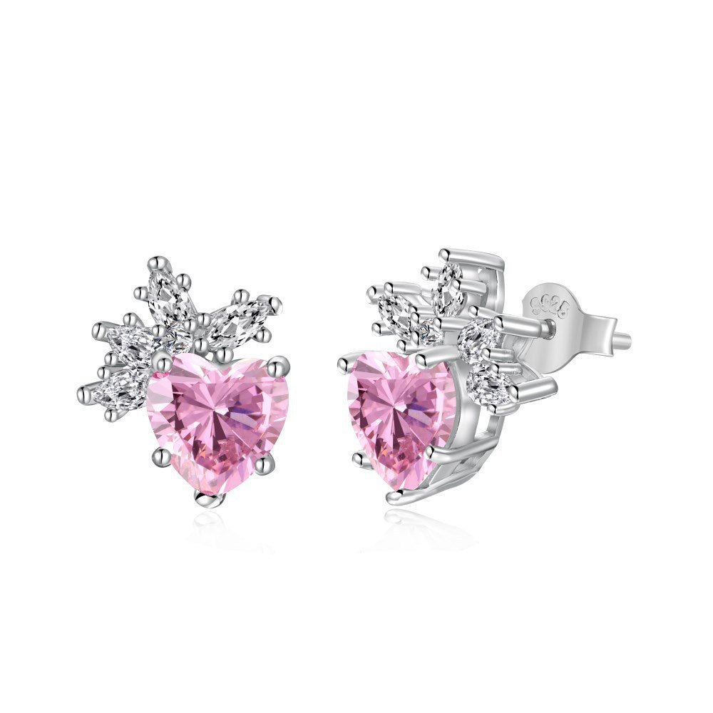 Snowflake shape inlaid with heart-shaped earrings - Hastella.J