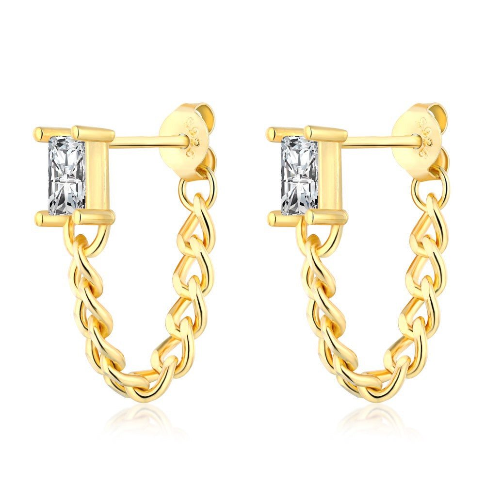 Square chain stud earrings - Hastella.J