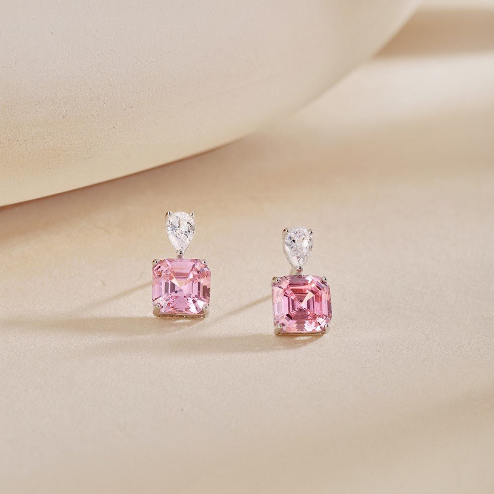 Square Diamond Premium Earrings - Hastella.J