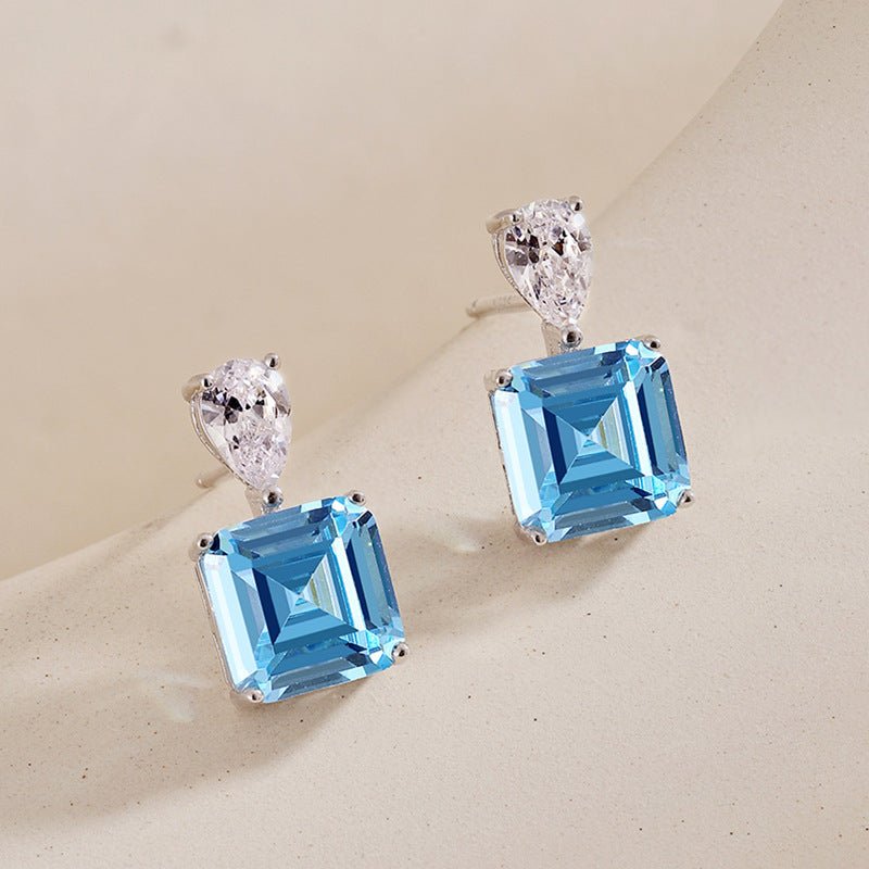 Square Diamond Premium Earrings - Hastella.J