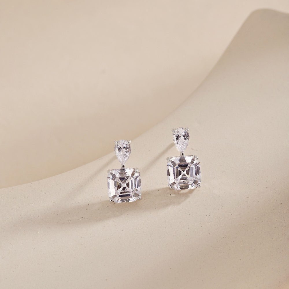 Square Diamond Premium Earrings - Hastella.J