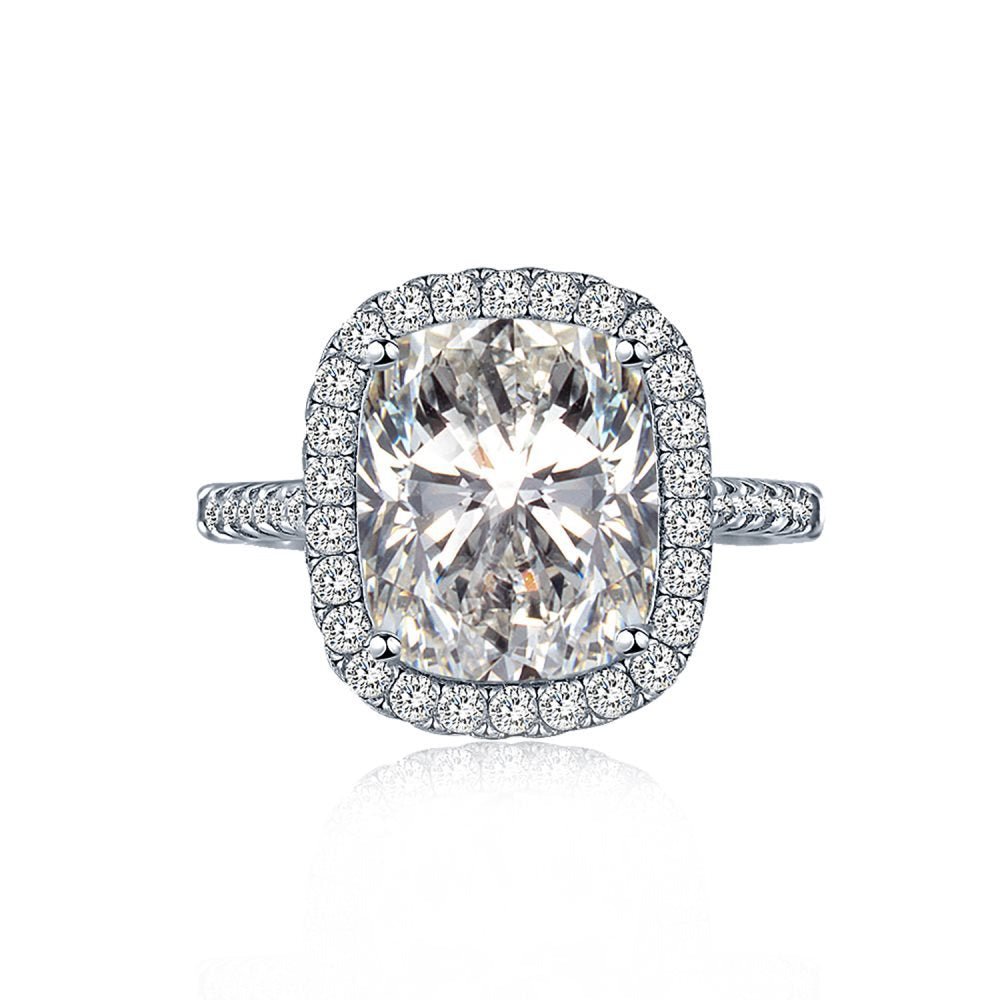 Square diamond ring inlaid with 8A zircon - Hastella.J