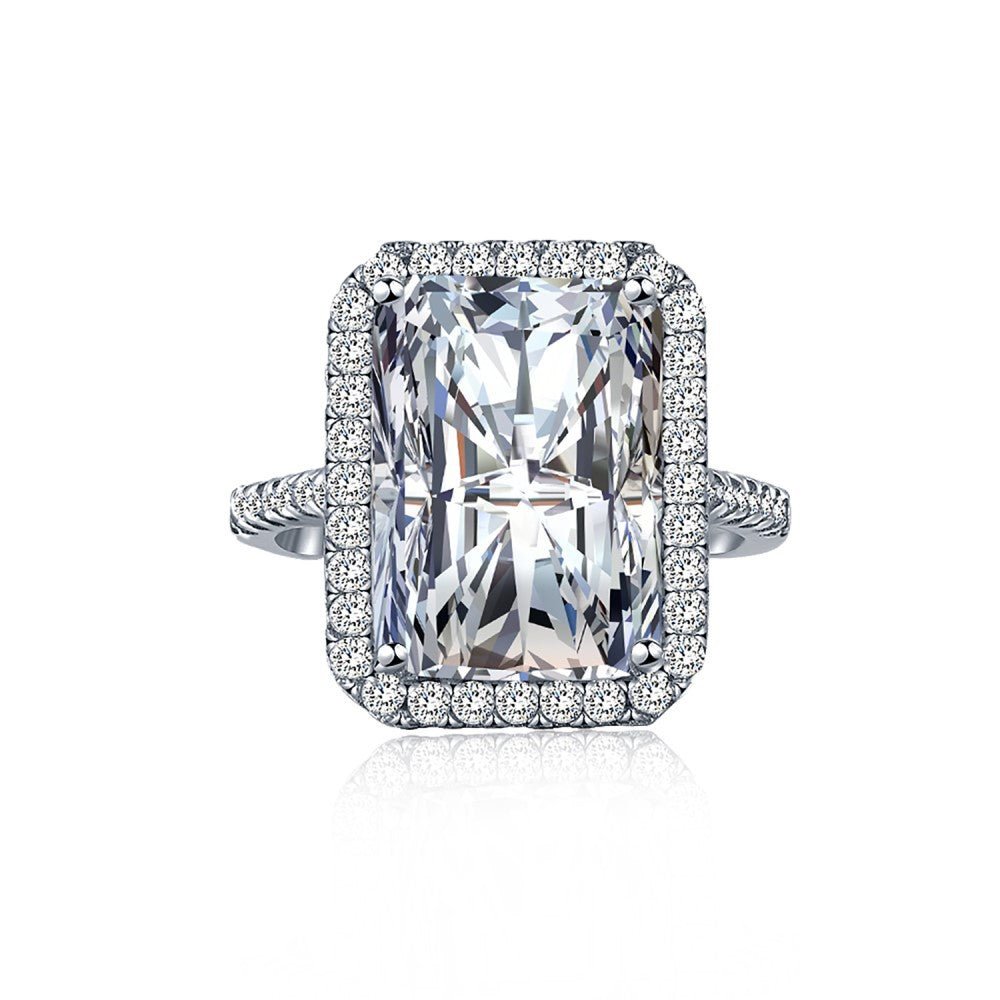 Square diamond ring inlaid with 8A zircon - Hastella.J