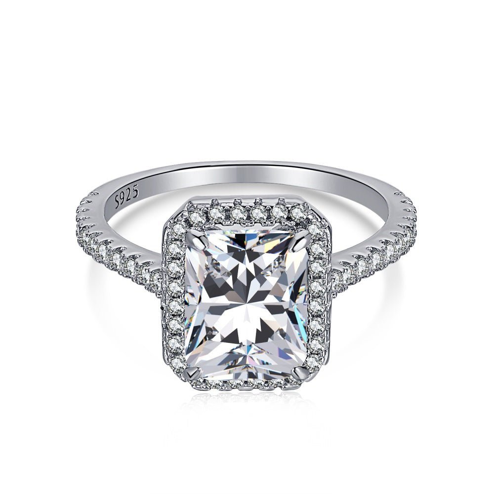 Square diamond ring inlaid with 8A zircon - Hastella.J