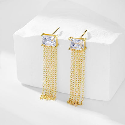 Long tassel chain earrings